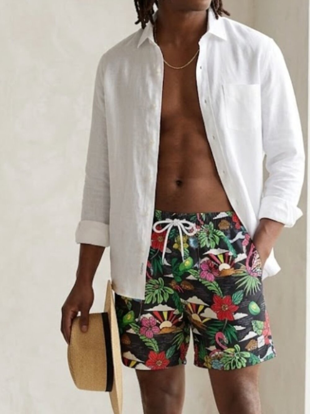 Spicy Tuna Tropical Print Swim Shorts SZ L